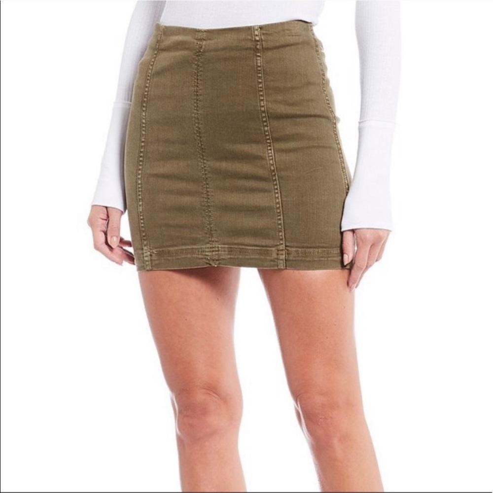 Olive Green Free People Mini Skirt